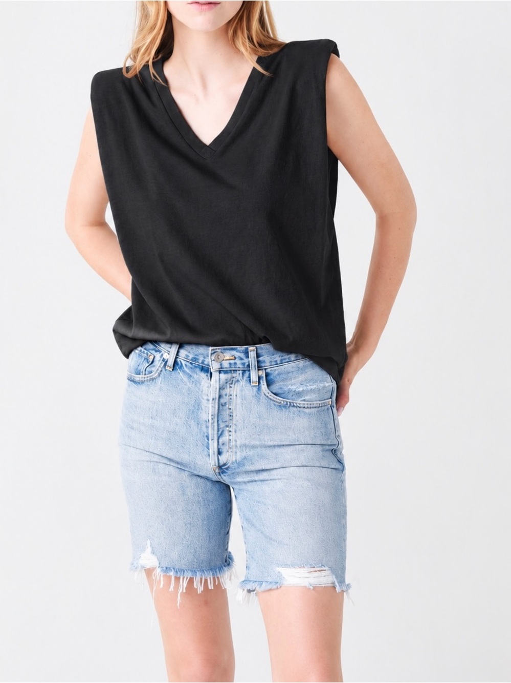 Citizens Of Humanity Black V-Neck Sleeveless Tank